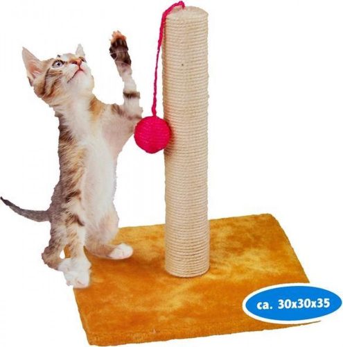 Macska kaparófa játékkal, 30x30x35cm